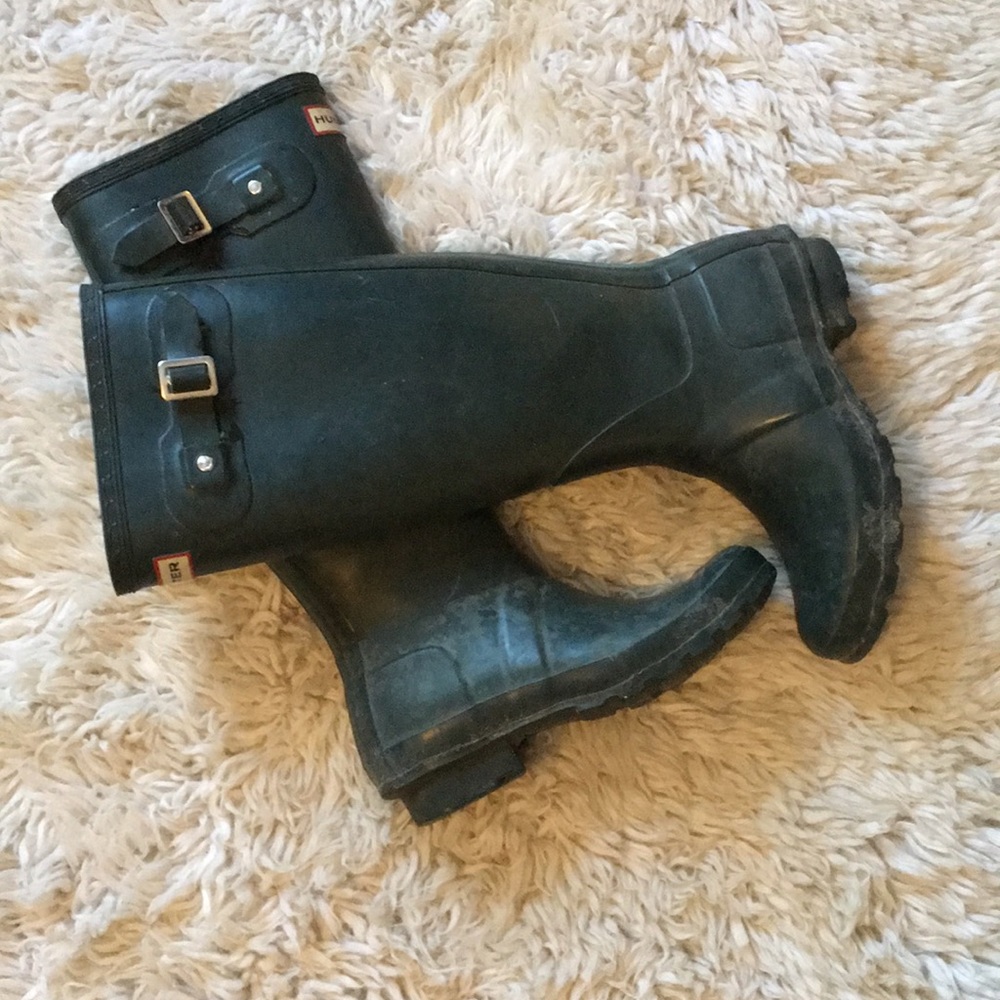 Hunter green rain boots
